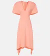 Stella Mccartney V-neck Asymmetric Satin Midi Dress In Pink