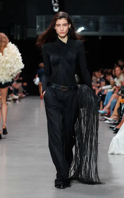 Stella Mccartney Draped Crepe-jersey Bodysuit In Black