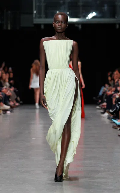 Stella Mccartney Draped Crepe-jersey Gown In Yellow