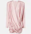Stella Mccartney Pleated Satin V-neck Mini Dress In Pink