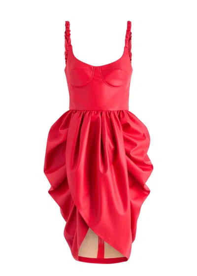 Stella Mccartney Draped Faux Leather Midi Dress In Red