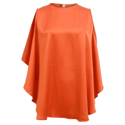 Stella Mccartney Draped Fluid Satin Cape Top In Orange Viscose