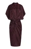 Stella Mccartney Draped Jacquard Midi Dress In Burgundy