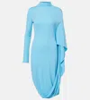 Stella Mccartney Draped Jersey Midi Dress In Blue