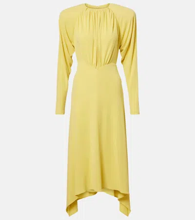 Stella Mccartney Draped Jersey Midi Dress In Yellow