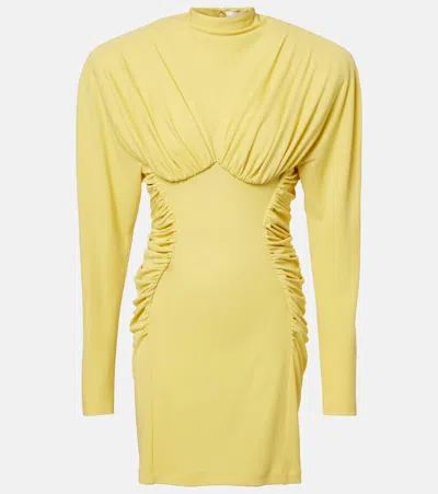 Stella Mccartney Draped Jersey Minidress In Yellow
