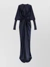 Stella Mccartney Draped Knot Long Sleeve Wrap Dress In Blue