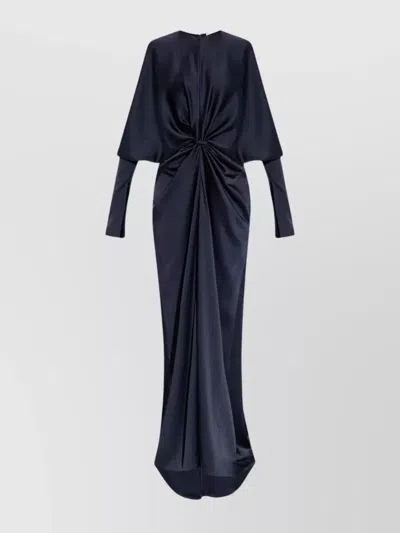 Stella Mccartney Draped Knot Long Sleeve Wrap Dress In Blue