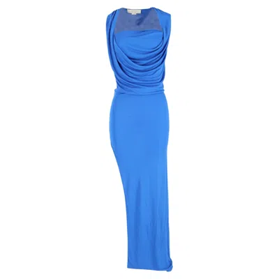Stella Mccartney Draped Maxi Gown Dress In Blue Viscose