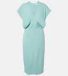 Stella Mccartney Midi Dress With V-neck And Drape In Green