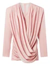 Stella Mccartney Mini Dress With Draped Neckline And Long Sleeves In Pink