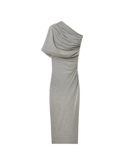 Stella Mccartney Draped One-shoulder Dress In Gray