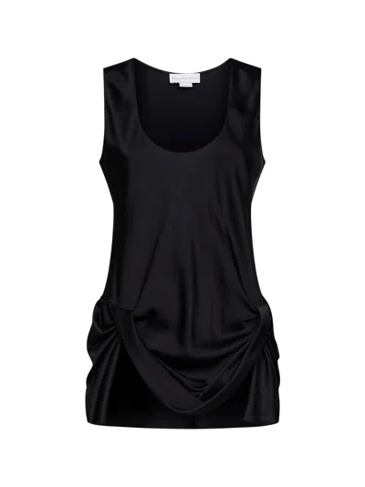 Stella Mccartney Draped Satin Acetate Tank Top In Black