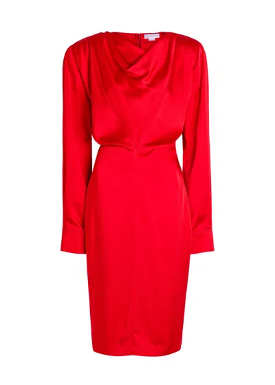 Stella Mccartney Draped Satin-crepe Midi Dress In Red