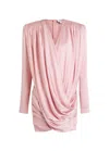 Stella Mccartney Pleated Satin V-neck Mini Dress In Pink