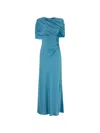 Stella Mccartney Women Light Blue Draped Satin Maxi Dress, S Luxury Dresses For Women Darveys In Blue