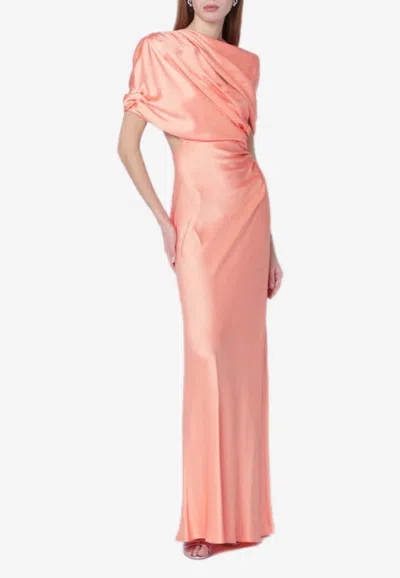 Stella Mccartney Draped Satin Maxi Dress In Pink