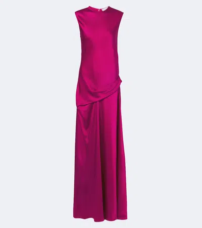 Stella Mccartney Draped Satin Maxi Dress In Pink