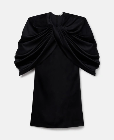 Stella Mccartney Draped Satin Mini Dress In Midnight Black