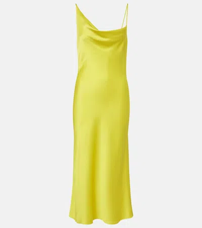 Stella Mccartney Draped Satin Slip Dress In Yellow