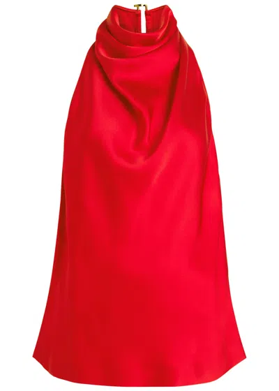 Stella Mccartney Draped Satin Top In Red