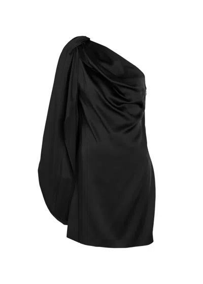 Stella Mccartney Draped Satin-crepe Mini Dress In Black