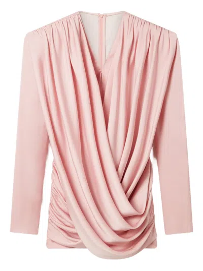 Stella Mccartney Pleated Satin V-neck Mini Dress In Pink