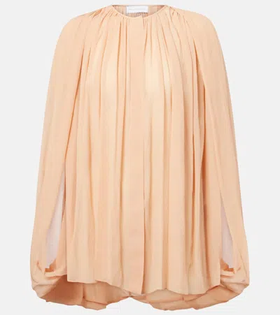 Stella Mccartney Draped Silk Chiffon Blouse In Beige