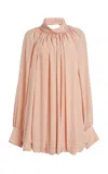Stella Mccartney Draped Silk Chiffon Mini Dress In Nude