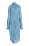 Stella Mccartney Draped Silk-crepe Midi Dress In Blue
