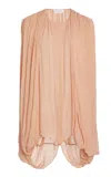 Stella Mccartney Draped Silk Crepe Shirt In Light Pink