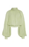 Stella Mccartney Draped Silk Crepe Top In Green