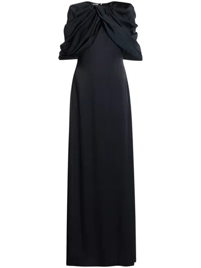 Stella Mccartney Draped Satin Maxi Dress In Black