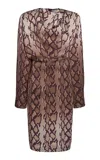 Stella Mccartney Draped Snake-effect Satin Midi Dress In Print