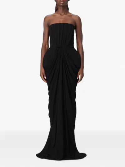 Stella Mccartney Draped Strapless Gown In Black
