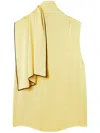 Stella Mccartney Tie Detail Draped Neckline Satin Dress In Yellow