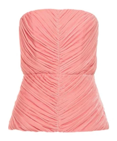 Stella Mccartney Draped Velvet Corset In Pink