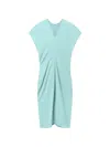 Stella Mccartney Midi Dress With V-neck And Drape In Blue