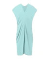 Stella Mccartney Midi Dress With V-neck And Drape In Green