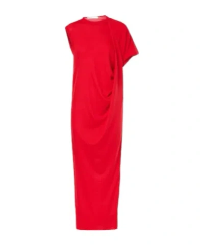 Stella Mccartney Draped Wool Maxi Dress In Red