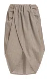 Stella Mccartney Draped Wool Melange Midi Skirt In Grey