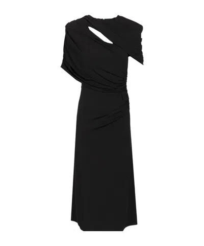 Stella Mccartney Draped Zipped Midi Dress In Black