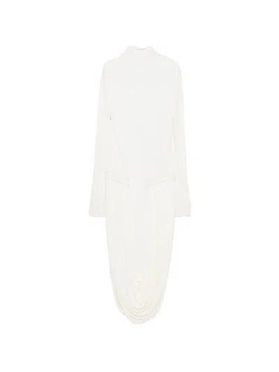 Stella Mccartney Draped-detail Midi Dress In White