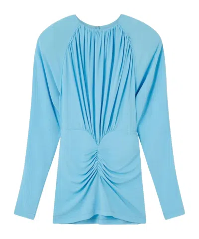 Stella Mccartney Short Draped Dress Mini Length Gathered Detailing In Blue