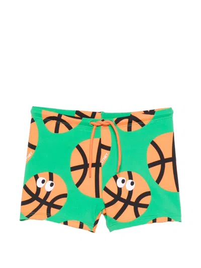 Stella Mccartney Drawstring-fastening Swim Shorts In Green