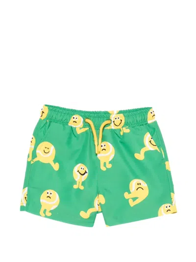 Stella Mccartney Babies' Drawstring-fastening Swim Shorts In Green