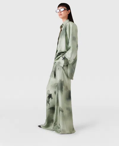 Stella Mccartney Drawstring Horse Print Pants In Sea Green