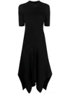 Stella Mccartney Asymmetric Ribbed-knit Dress In 1000
