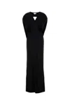Stella Mccartney Abito Lungo In Raso Nero Donna In Black