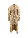 Stella Mccartney Tiger Print Handkerchief Midi Dress In Beige
